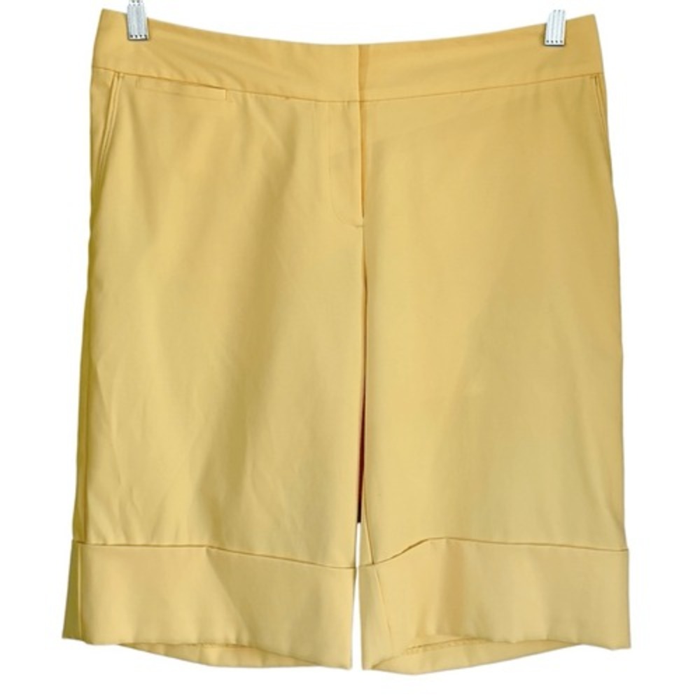 A1 IZOD XFG Butter Yellow Stretch Performance Cuffed Bermuda Golf Shorts Size 10